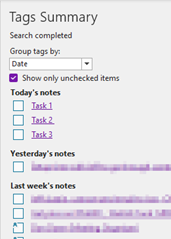 OneNote find tags summary OneNote find tags summary