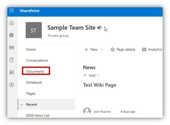 Sharepoint and Teams instructions Figure 1